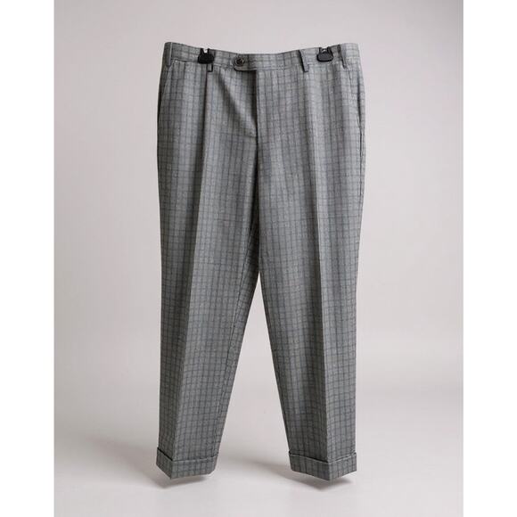 Sartore Vitale Barberis Canonico Wool Pants Super 110s Cuffed Gray Blue Mens 36 - Picture 1 of 10